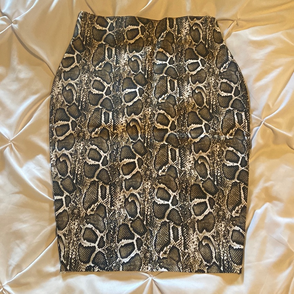 Snake Skin Leather Skirt